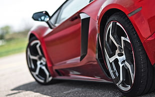 red sports coupe, Lamborghini, car