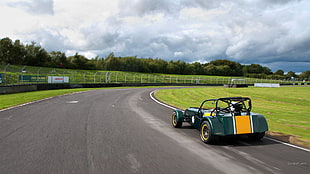 green and yellow Lotus racing car, Caterham R600, car