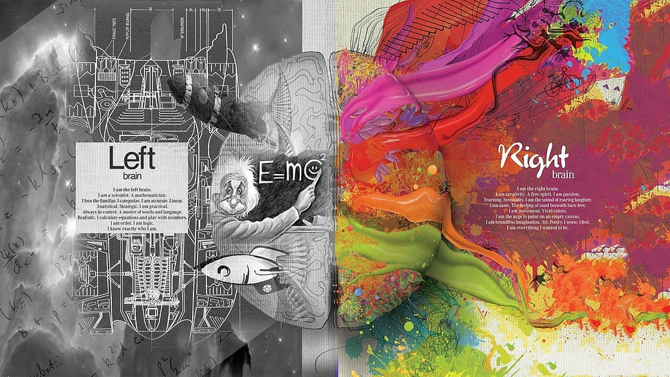 gray Left Team and multicolored Right Team paintings HD wallpaper