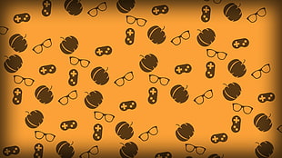 black eyeglasses print illustration, pumpkin, glasses HD wallpaper