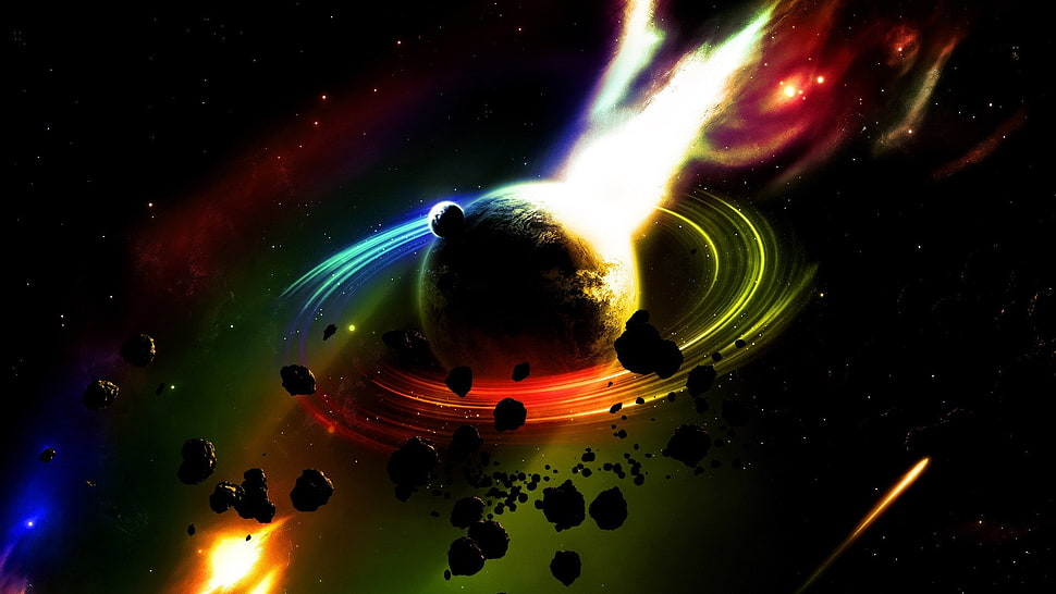 galaxy illustration, space, space art, digital art, planet HD wallpaper