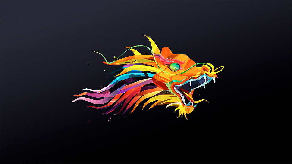 multicolored dragon digital wallpaper, Abduzeedo, dragon, digital art, Justin Maller HD wallpaper