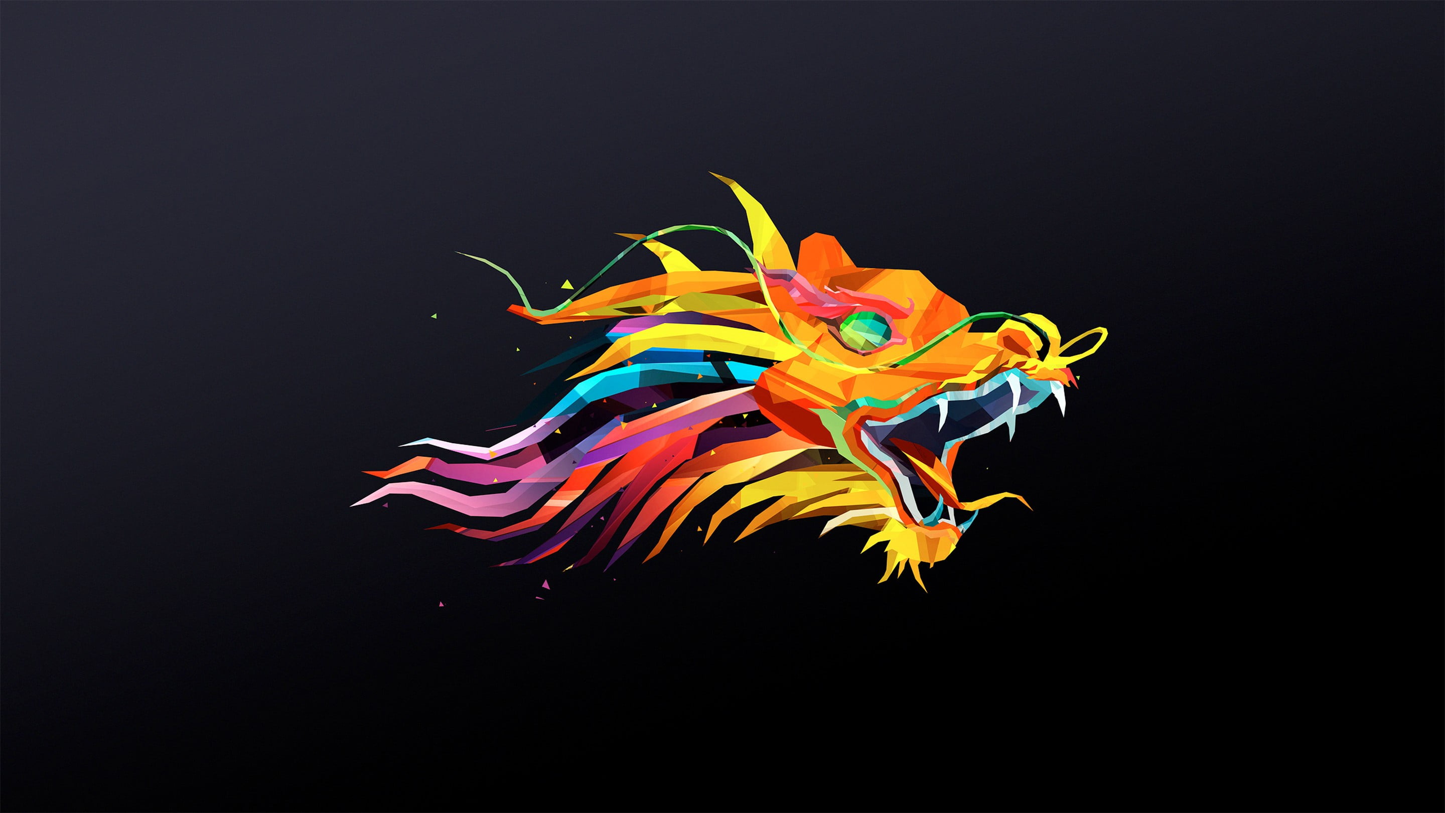 multicolored dragon digital wallpaper, Abduzeedo, dragon, digital art, Justin Maller