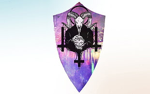 black and purple devil wallpaper, demon, cross, skull