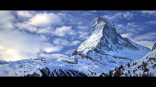 snow coated mountains, landscape, Matterhorn, mountains, nature