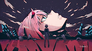 anime character wallpaper, Darling in the FranXX, parody, Neon Genesis Evangelion, Code:016 (Hiro) 