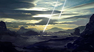 meteor illustration, artwork, fantasy art, Sun, asteroid HD wallpaper