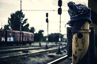 men's black and white dress shirt, train, train station, old, rust