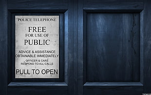 Police Telephone Free for use of Public Advice & assistance obtainable immediately respond to all calls pull to open signage HD wallpaper