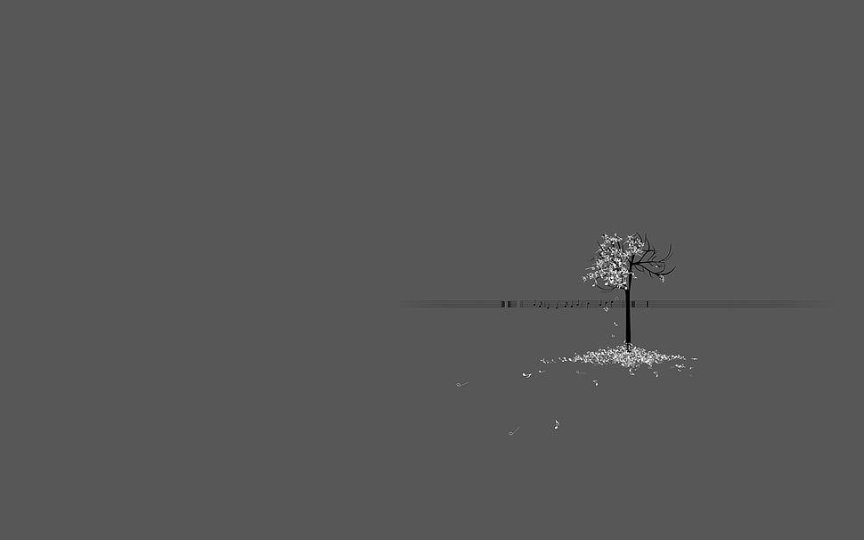 lone tree illustration HD wallpaper