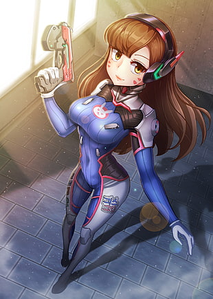 girl with gun anime illustration
