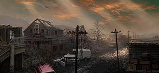 ghost town wallpaper, artwork, apocalyptic HD wallpaper