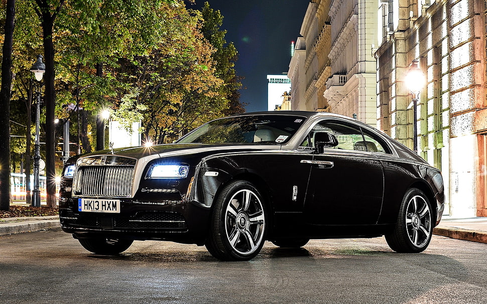 black sedan HD wallpaper