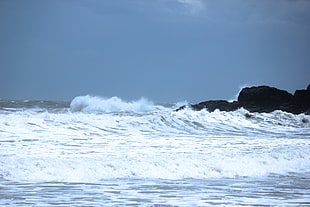 sea waves, beach, waves HD wallpaper