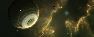 planet and outer space digital wallpaper, space art, planet, Moon, nebula