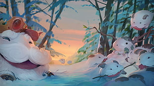 snowman animated wallpaper, League of Legends, Poro, winter, cartoon HD wallpaper