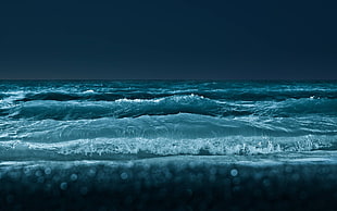 landscape photo of shoreline, waves, water, sea