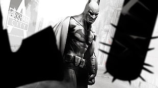 Batman black and white illustration HD wallpaper