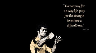 Bruce Lee, black, yellow, quote HD wallpaper