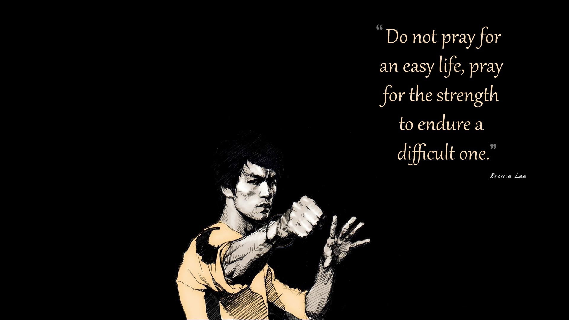 Bruce Lee, black, yellow, quote