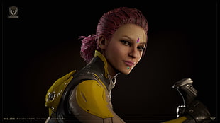 woman in black and yellow gear wallpaper HD wallpaper