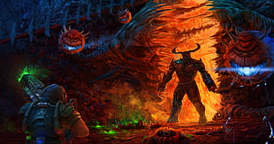 person wearing armor digital wallpaper, Doom (game), video games