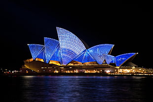Sydney Opera House during night time HD wallpaper