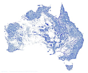 blue map illustration, stream, river, Australia, map