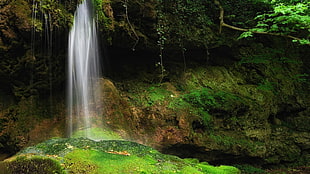 waterfalls, waterfall, moss, nature HD wallpaper