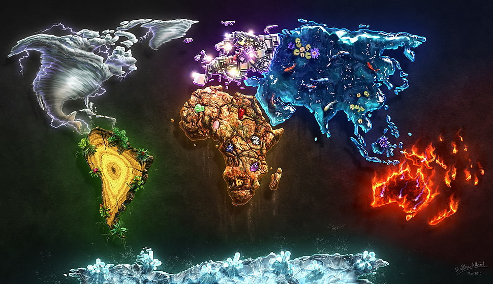 assorted-color world map painting HD wallpaper