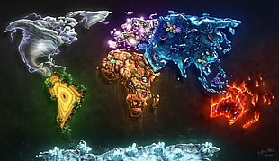 assorted-color world map painting