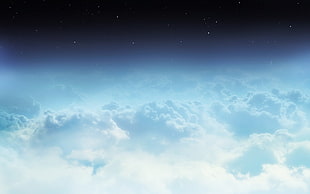 white clouds, clouds, space, stars