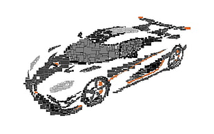 gray and white car sketch, Koenigsegg, Koenigsegg One:1, minimalism, vector