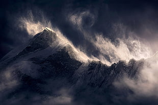 mountain with fog wallpaper, nature, landscape, Tibet, Himalayas HD wallpaper