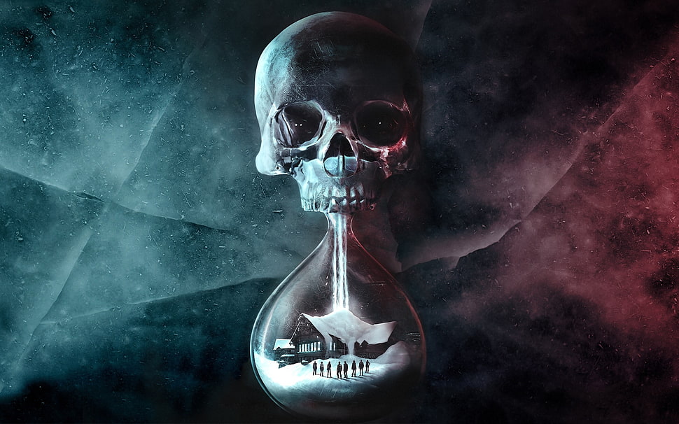 Skull hour glass graphic wallpaper HD wallpaper