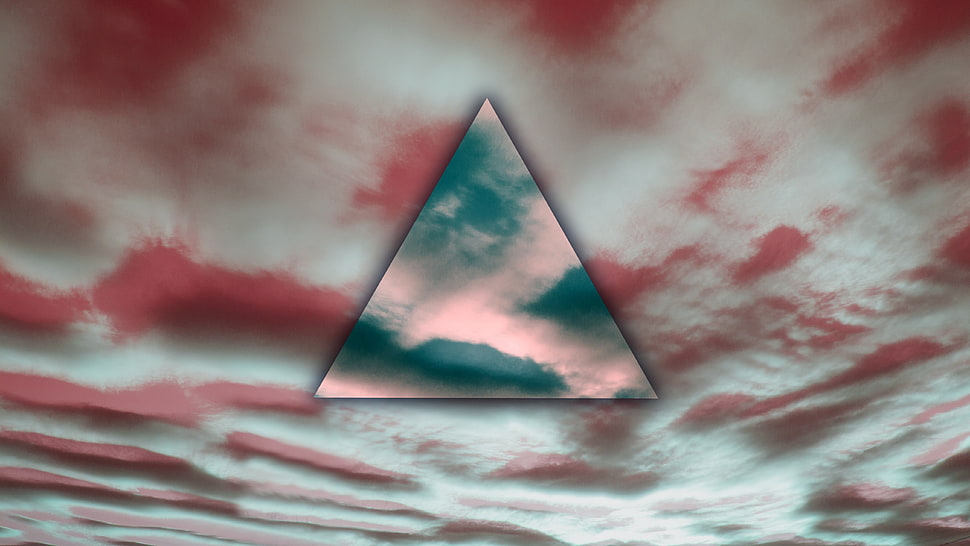 triangular logo, sky, triangle, digital art HD wallpaper