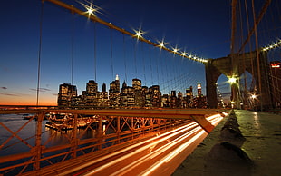 time-lapse photography of of cars, New York City, long exposure, bridge, USA