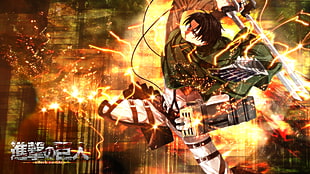 Attack On Titans Eren digital wallpaper, Shingeki no Kyojin, Levi Ackerman, anime