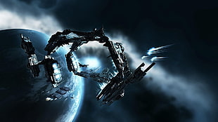 spaceship digital wallpaper, science fiction, EVE Online, gates, space