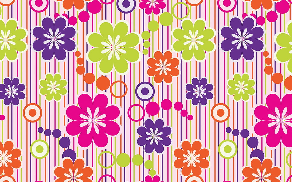 multicolored floral frame HD wallpaper