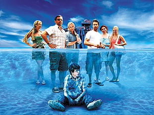 seven person on pool photo HD wallpaper