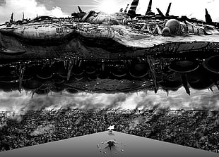 digital artwork of floating town, One-Punch Man, Saitama