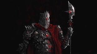 knight holding spear digital wallpaper, digital art, axes, knight, armor HD wallpaper