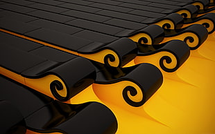 yellow and black waved roof