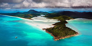 green and brown island, beach, island, Australia, sea