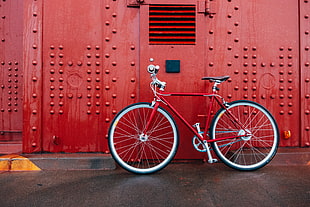 red mountain bicycle, Bicycle, Red, Wall