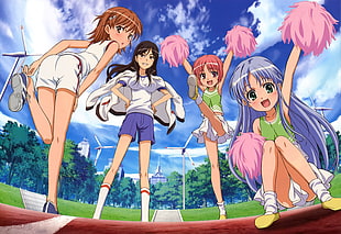 four girl anime character photo HD wallpaper