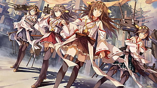 group of female anime character graphic wallpaper, Kantai Collection HD wallpaper