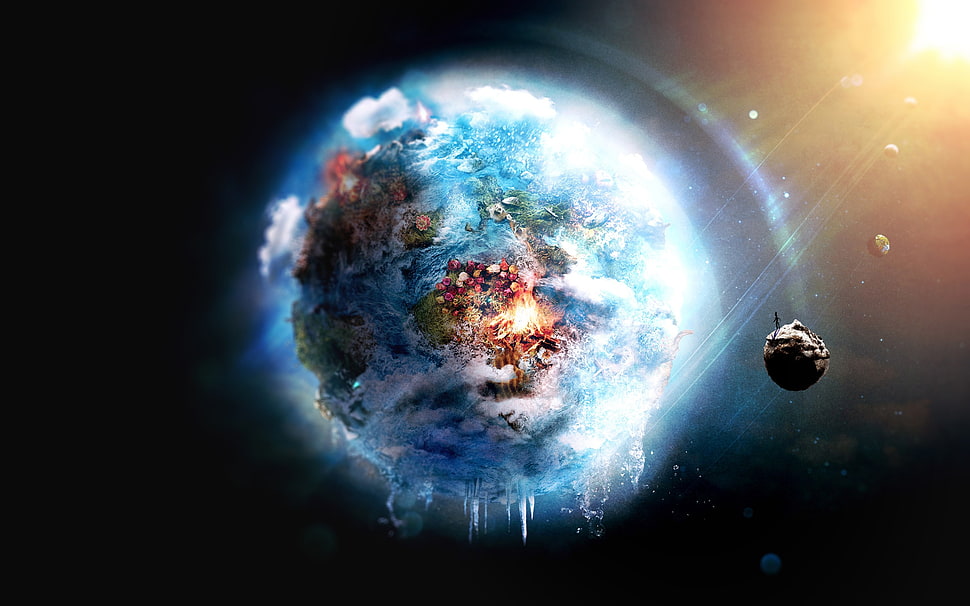 planet illustration HD wallpaper