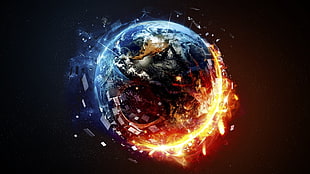 blue and red planet